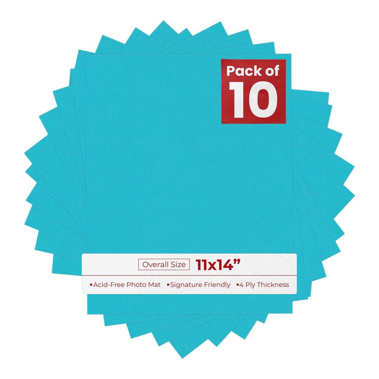 Aquamarine Blue 11x14 Uncut Mat Board - Blank Sheets, No Opening